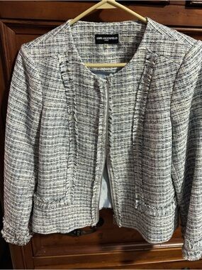 Karl Lagerfeld Tweed Jacket in Cream and Blue Mix